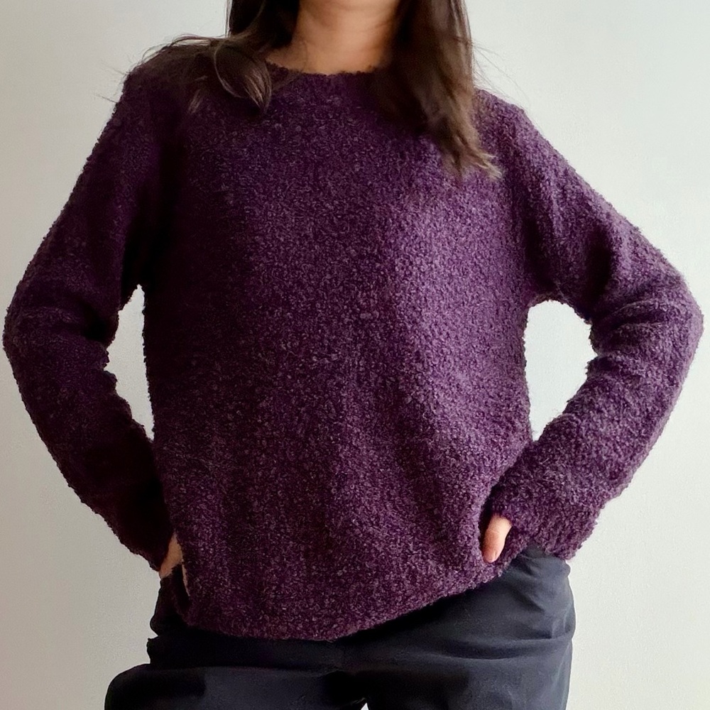 Vintage LT Casuals by Liz Thomas cottagecore Purple Textured Knit Boucle sweater
